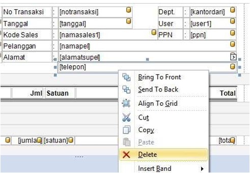 menghapus object text
