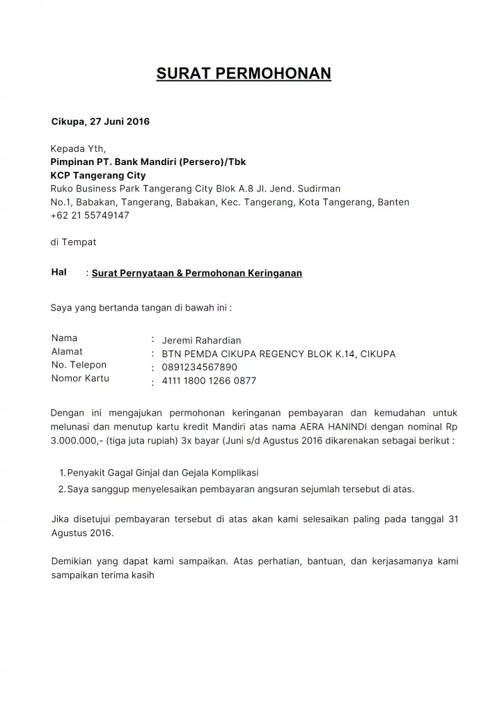 surat permohonan pembayaran
