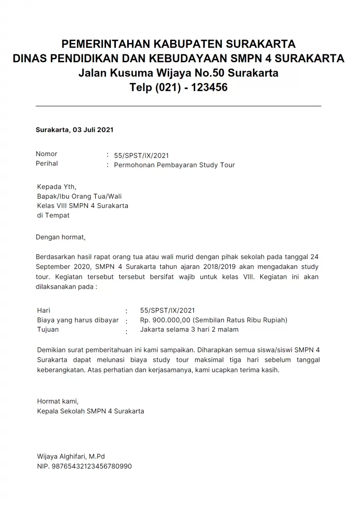 surat permohonan pembayaran